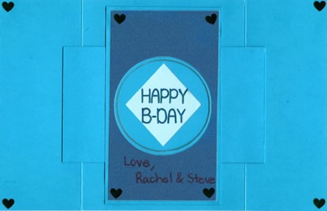 Open/Close Shutter Card - Happy B-Day (blue) Opened